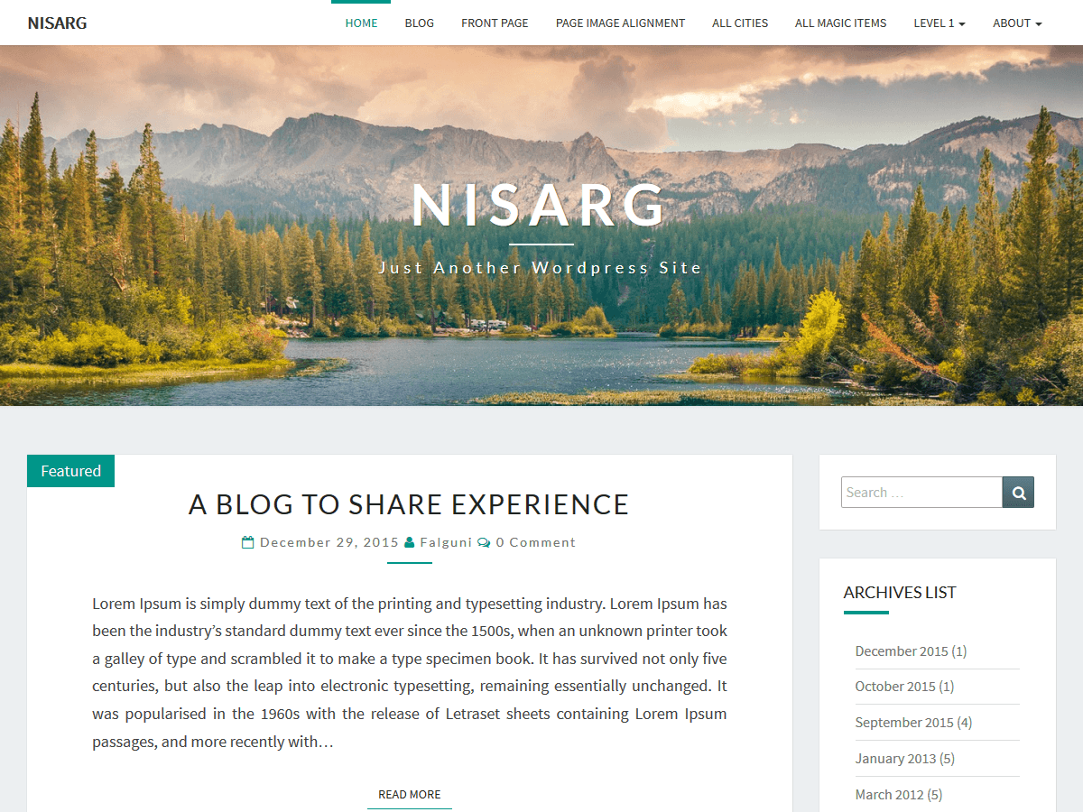 Nisarge Free WordPress Theme for blog