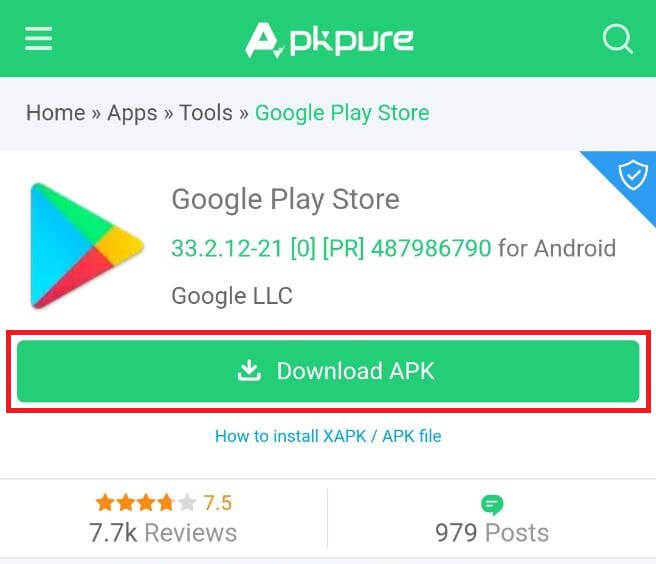 Download Play Store APK from APKPure website