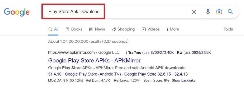 Play Store APK Download Search on Google