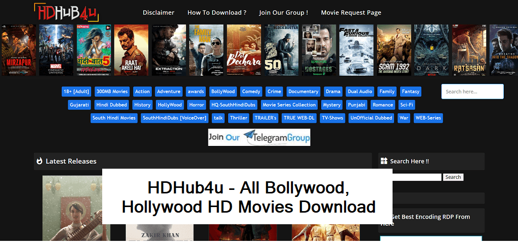 HDHub4U Movie Download Website Homepage