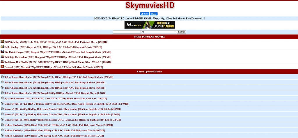 SkymoviesHD Bollywood Hollywood South Indian Movies Download