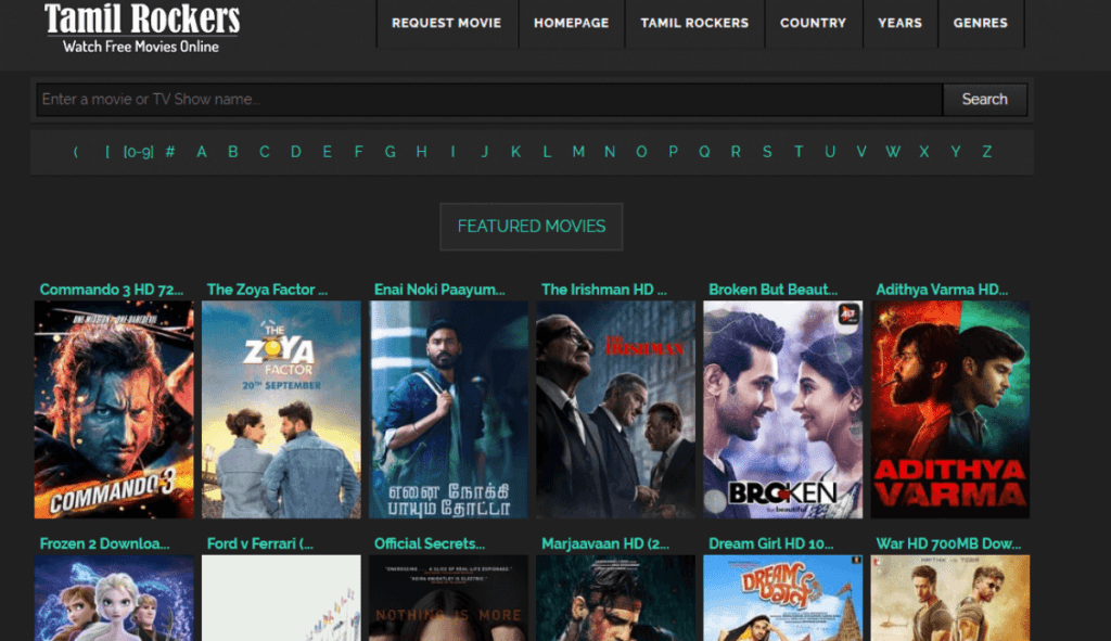 Tamilrockers Free Movie Download Website  Homepage