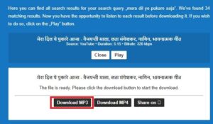 Click on MP3 song download button